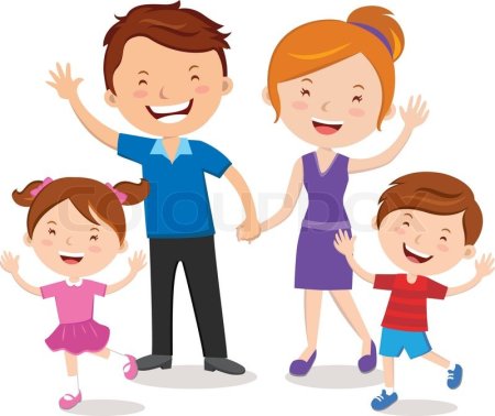 Векторная иллюстрация родители с детьми