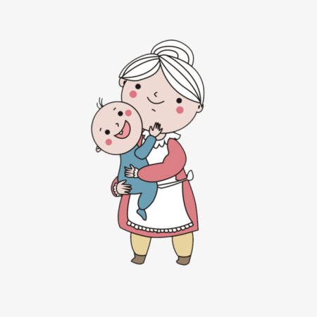 Бабушка с ребенком мультяшные
