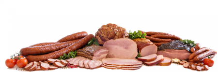 Мясные деликатесы на белом фоне