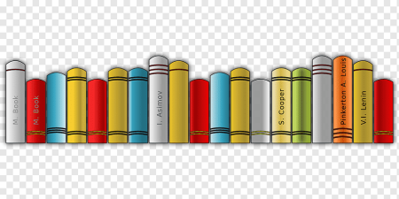 Книги в ряд на прозрачном фоне