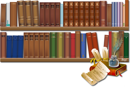 Стеллаж с книгами на белом фоне