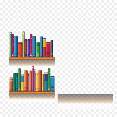 Полка с книгами на прозрачном фоне