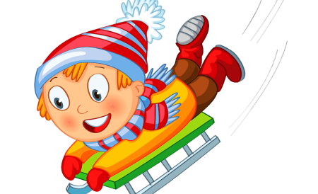 Кататься на санках на белом фоне