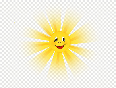 Яркое солнце на прозрачном фоне