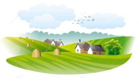 Сельская местность на белом фоне