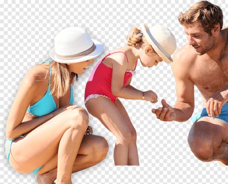 Люди на пляже на белом фоне