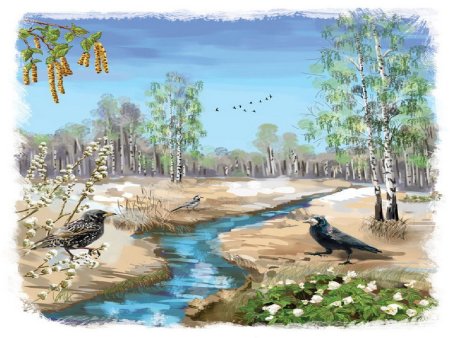 Весна в лесу рисунок