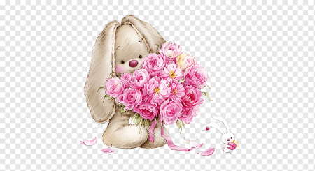 Милый зайчик с цветами