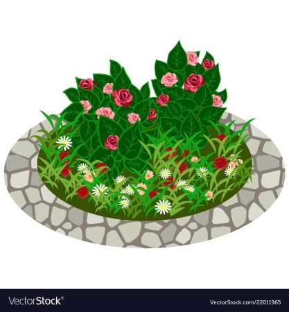 Цветы клумба мультяшные