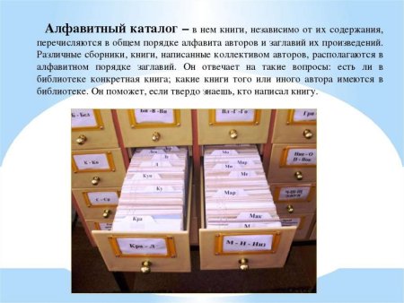 Алфавитный каталог в библиотеке