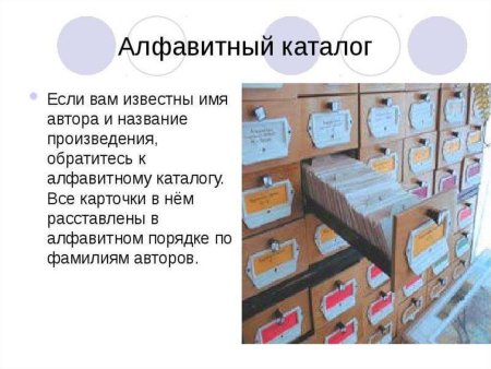 Алфавитный каталог в библиотеке