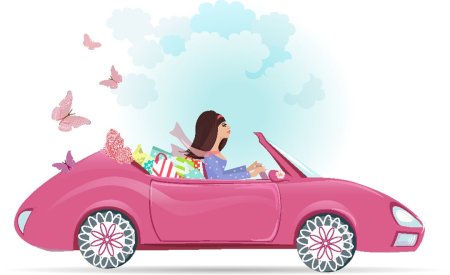 Женщина и автомобиль вектор