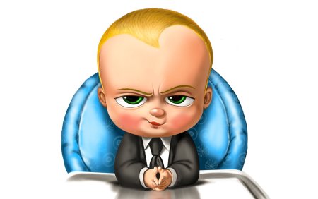 Босс-молокосос на белом фоне