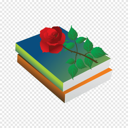 Книга с розой на прозрачном фоне