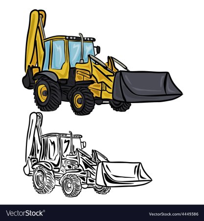 Экскаватор погрузчик JCB вектор