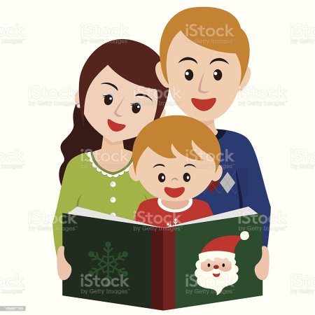 Рисунок ребенок читает книгу с родителями