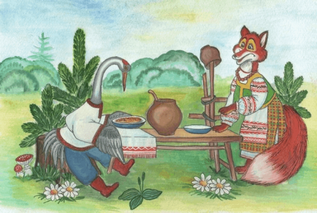 Сказка лиса и Журавель