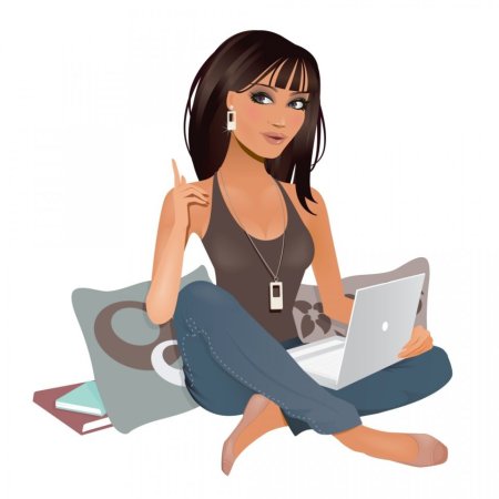 Иллюстрации в иллюстраторе девушка с компьютером