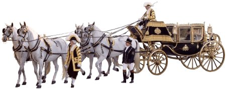 Карета с кучером и лошадьми