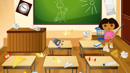 Дети убираются в классе