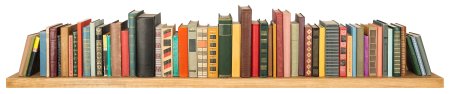 Книги в ряд на прозрачном фоне
