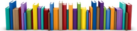 Книги в ряд на прозрачном фоне