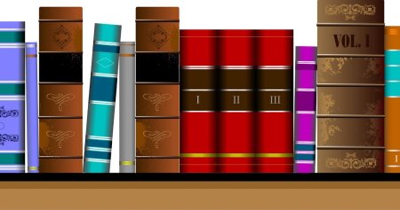 Книги в ряд на прозрачном фоне