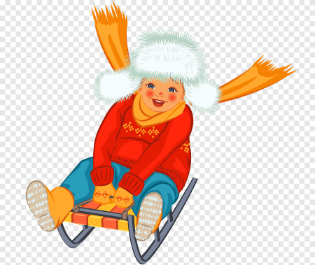 Дети катаются на санках