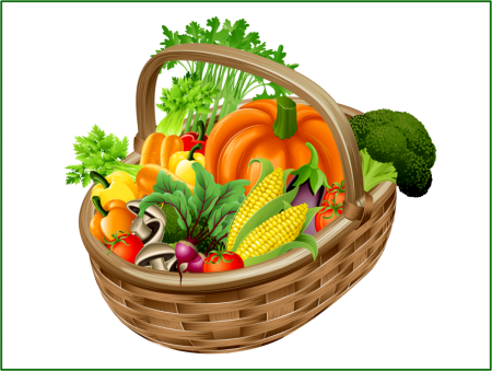 Корзина с овощами и фруктами