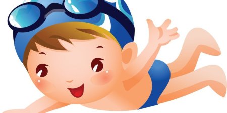 Мальчик плавает