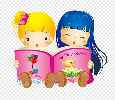 Два ребенка читают книгу рисунок