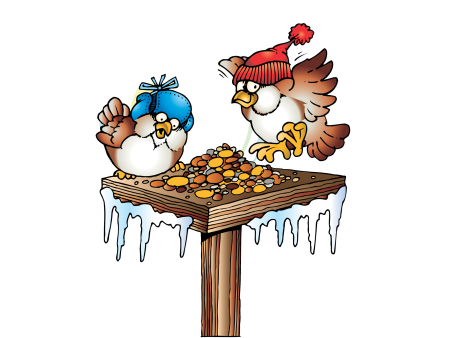 Кормушка для птиц на прозрачном фоне