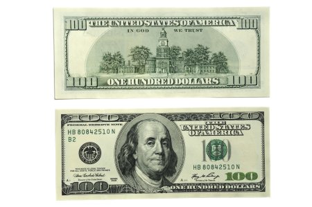 Обратная сторона 100 долларовой купюры