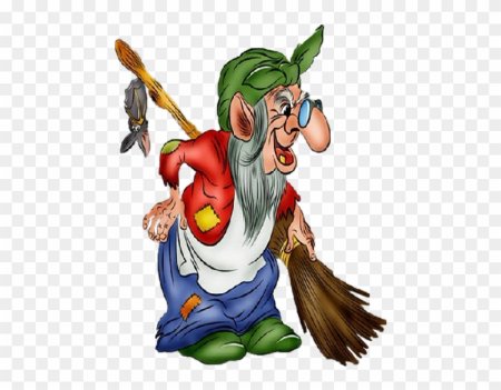 Баба Яга на прозрачном фоне