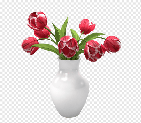 Красная ваза с цветами