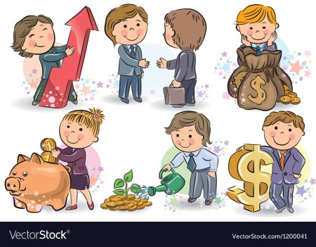 Мультяшные дети и деньги