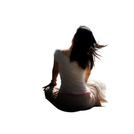 Девушка со спины на белом фоне