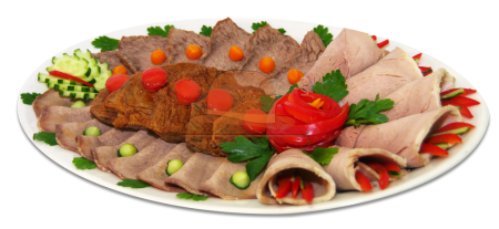 Праздничные блюда на прозрачном фоне