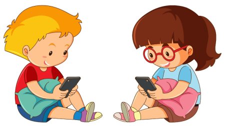 Иллюстрация дети и гаджеты