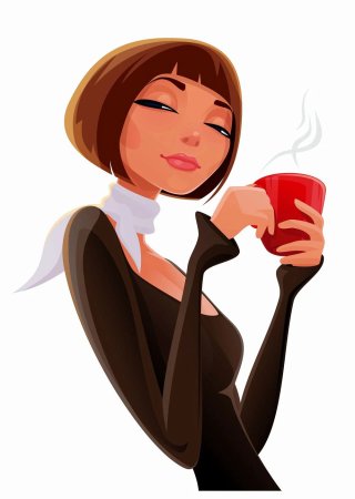 Девушка пьет кофе