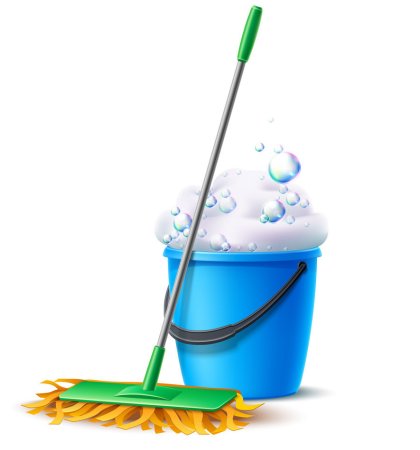 Швабра и ведро вектор