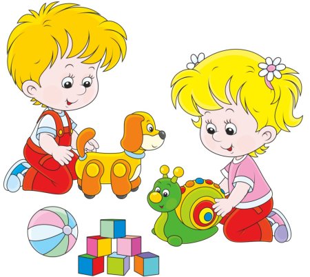 Дети играют в игрушки рисунок