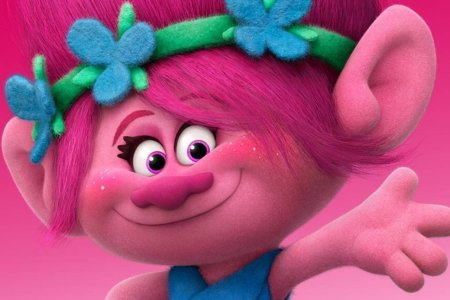 Тролли Розочка на белом фоне