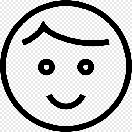 Смайлик черно-белый на прозрачном фоне