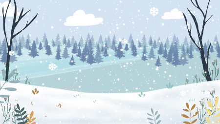 Зимний лес мультяшный