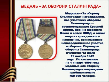 Сталинградская битва медаль за оборону Сталинграда