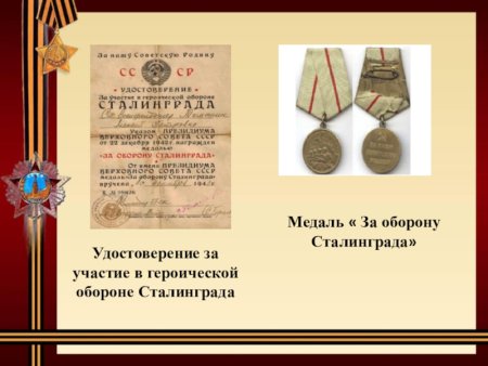 Награды СССР за оборону Сталинграда
