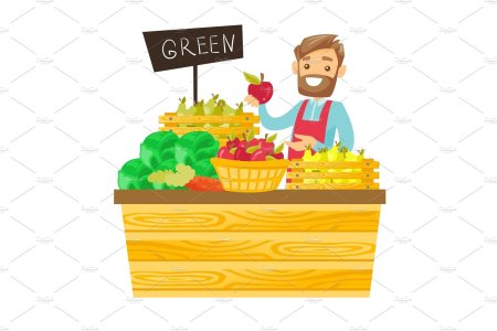 Мультяшный продавец овощей