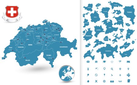 Карта Швейцарии без фона