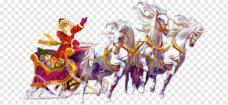 Сани Деда Мороза с тройкой лошадей